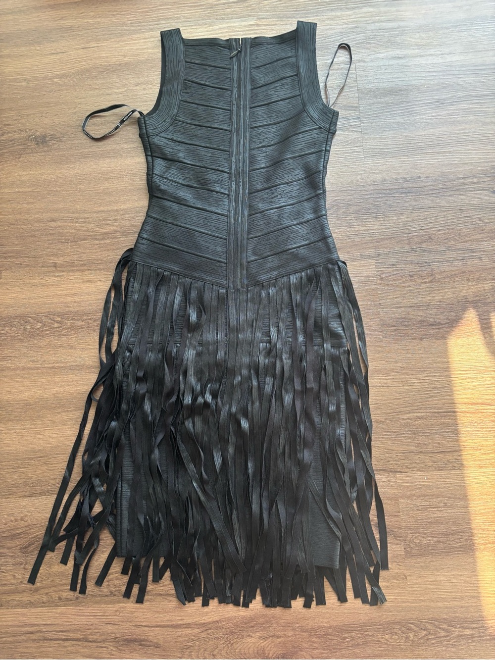 Herve Leger Black Metallic Fringe Midi Dress - Picture 2 of 3
